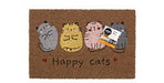 Door Mat Coir Rubber Backed - Happy Cats
