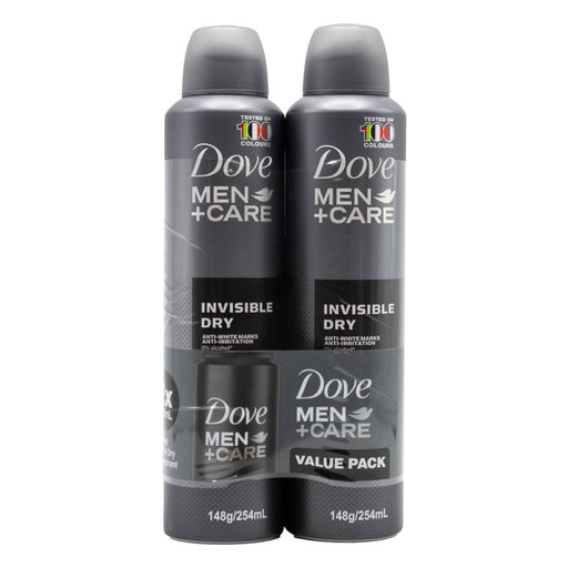 Dove Men Care Antiperspirant Deodorant Twin Pack Invisible Dry 254ml x 2