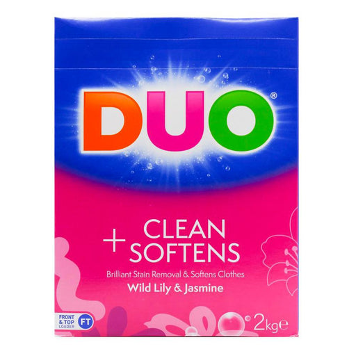 Duo 2KG Laundry Washing Powder Cleans + Softens Wild Lily & Jasmine