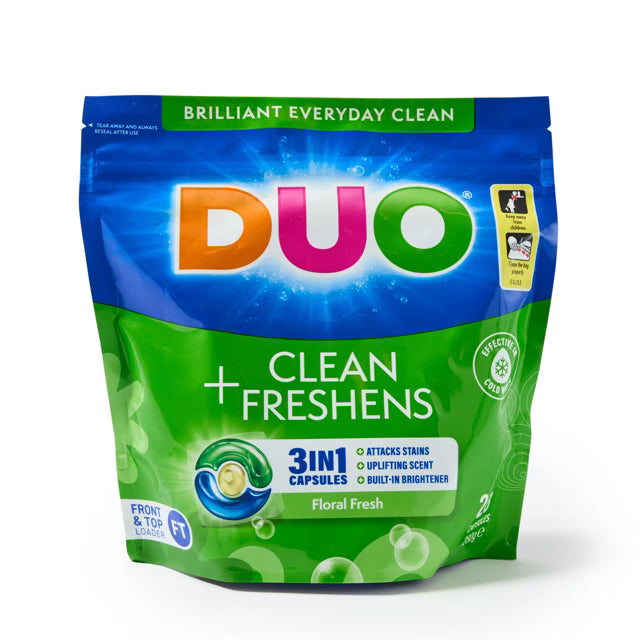 Duo 28 Pack Laundry Capsules 3 in 1 Cleans + Freshens