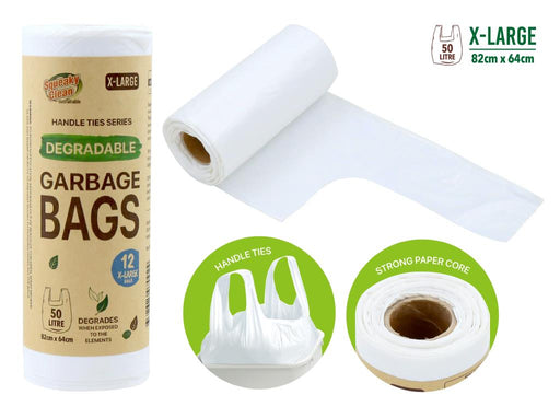 Garbage Bags 50 litre Eco X Large With Handle Ties 12pk