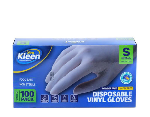 Gloves Powder Free Disposable - Vinyl - Clear - Small 100pk