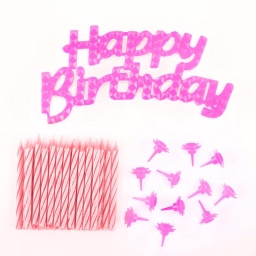 Happy Birthday Candle Set - Pink