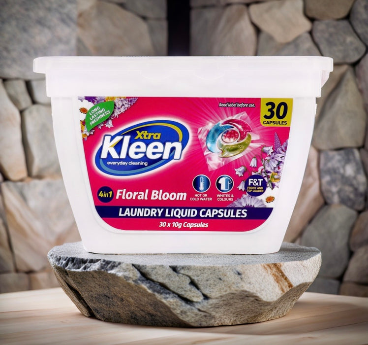 Laundry Liquid Caps With Fabric Softener Beads Bulk 30 PK - Floral Bloom