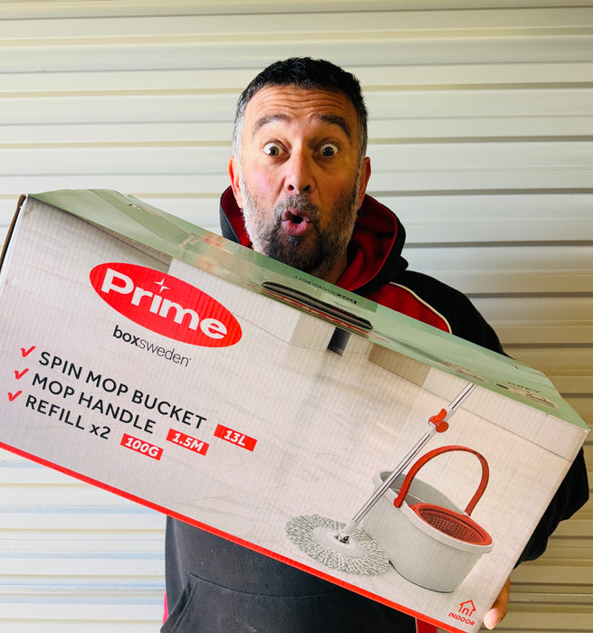 LIMITED STOCK ...  First in gets them!! Prime Spin Mop & Bucket With 2 x Refills *** LOCAL DELIVERY ONLY *** No postage available