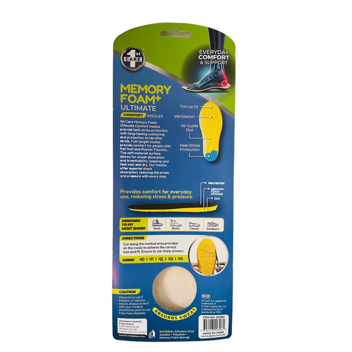 Memory Foam Ultimate Comfort Insoles Men 1 Pair