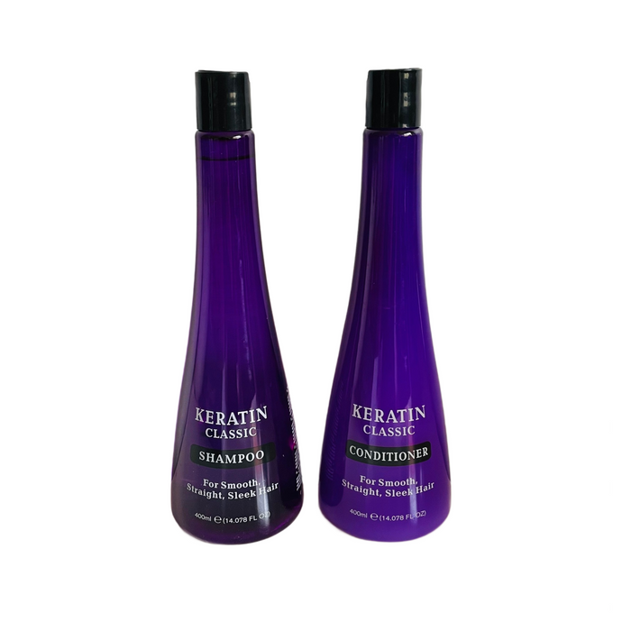 Keratin Matching Shampoo + Conditioner Set For Smooth Straight Hair