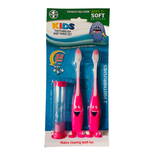 Kids Toothbrush & Timer Set - Pink
