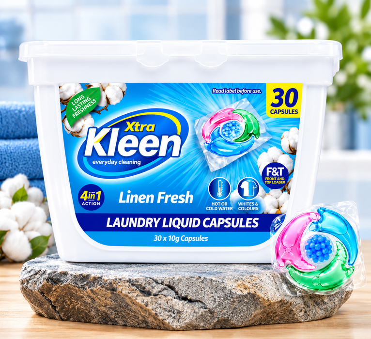 Laundry Bulk 30PK Capsules With In Wash Booster Beads - Linen Fresh