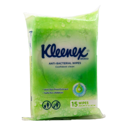 Kleenex Wipes Anti Bacterial 20cm X 13.9cm With Tea Tree Extract 15PK