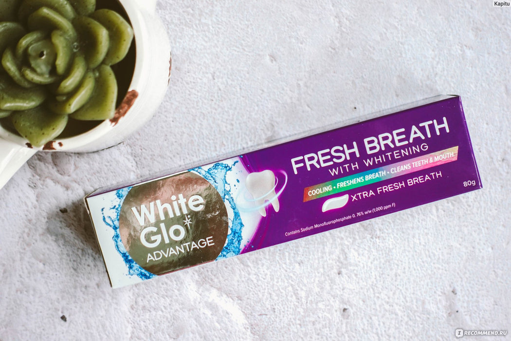 White Glo Advantage 113g Purple With Whitening Toothpaste