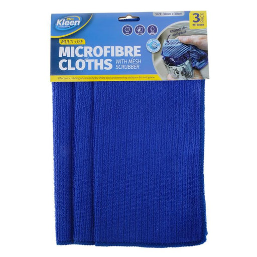 Microfibre Cloth With Mesh Scrubber 3 Pack