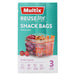 Multix Reuse Me Snack Bags Resealable 3 Pack