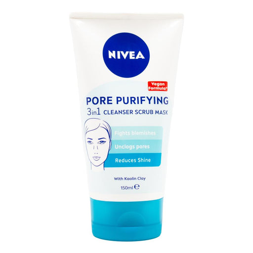 Nivea 150ml Cleanser Pore Purifying 3 In 1 Scrub Mask With Kaolin Clay