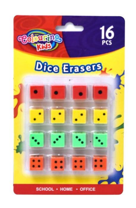 Novelty Dice Erasers 16PK