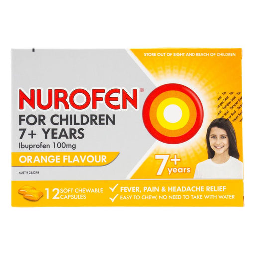 Nurofen For Children 7+ Yrs Chewable Ibuprofen Orange 12 Pack