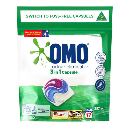 Omo Odour Eliminator Laundry 3 in 1 Capsules 17Pk