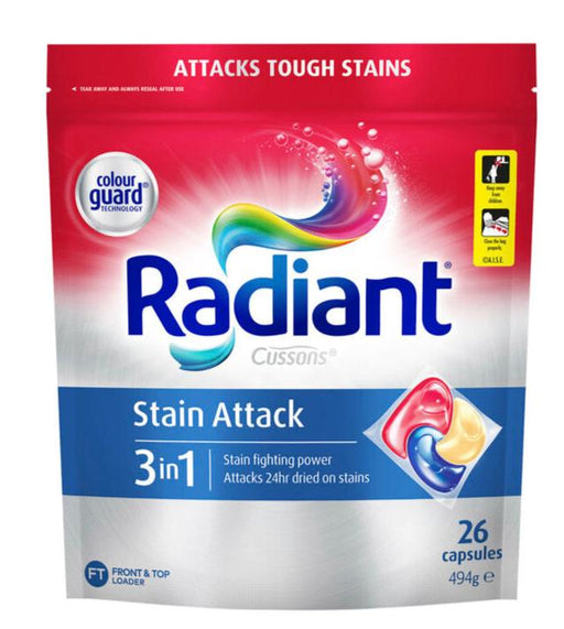 Radiant Laundry 3 In 1 Capsules Stain Attack 26 Pack