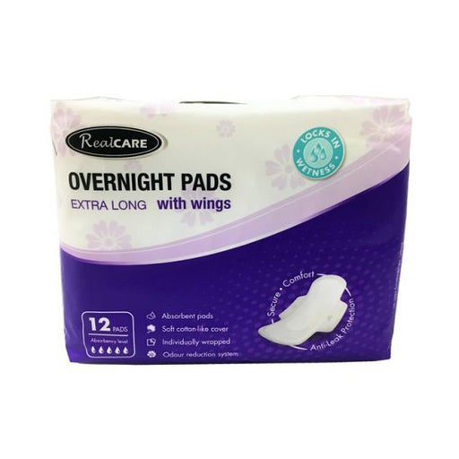 Real Care Pads Overnight With Wings 12PK