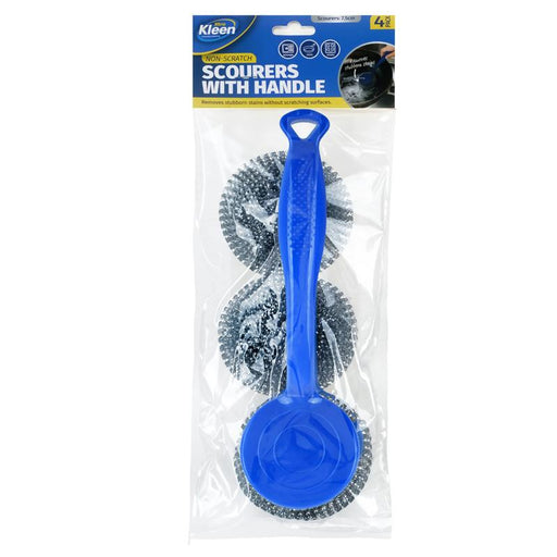 Scourer With Handle Includes 2 Refill Scourers