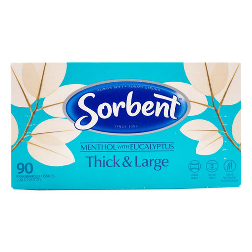 Sorbent Pk90 Facial Tissues Thick And Large Menthol With Eucalyptus
