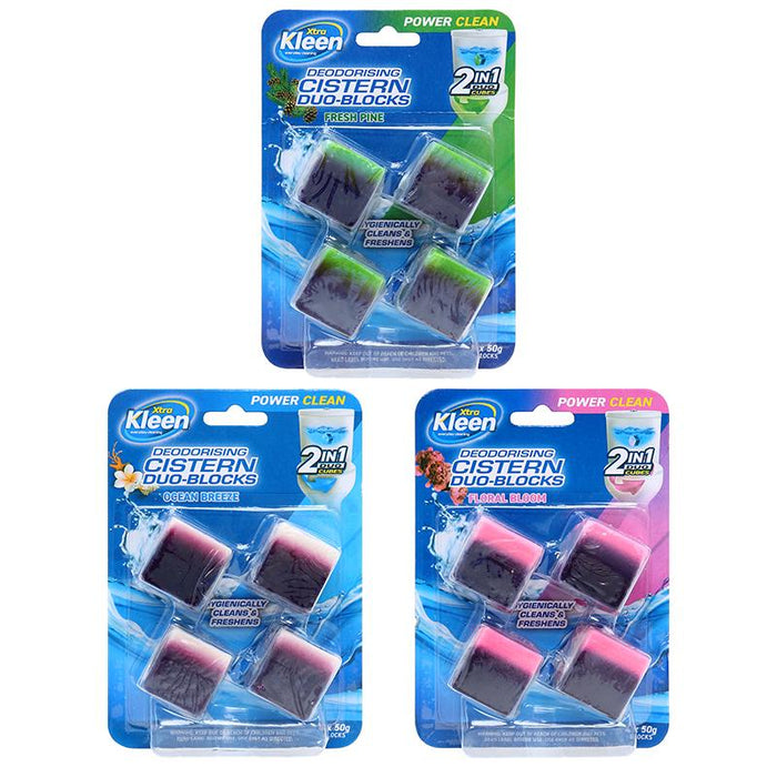 Toilet Deodorising Cistern Duo Cube Blocks 4PK - Assorted Scents
