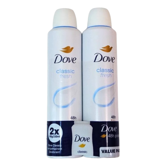 Dove Twin Pack Classic Fresh Antiperspirant Deodorant Value Pack 2 x 250ml