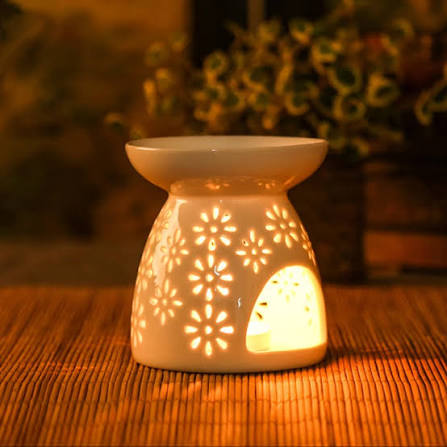 Ceramic White Little Wax & Oil Burner - Assorted Designs 9cm x 8cm