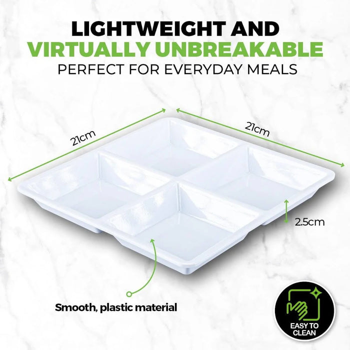 Adult / Kids Snack Plate White Melamine 22cm x 22cm