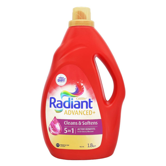 Radiant 1.8 Litre Laundry Liquid Advanced+ 5 In 1 Fresh Front And Top Loader Cherry Blossom