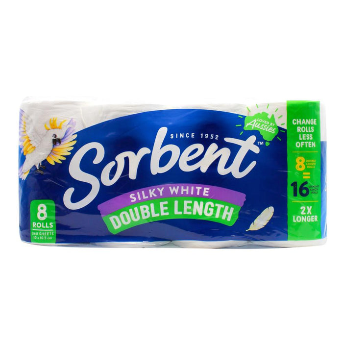 Sorbent Toilet Tissue Double Length 8Pk (16 standard rolls)