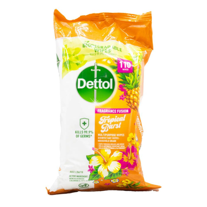 Dettol Multipurpose Disinfectant Wipes Tropical Burst 110PK