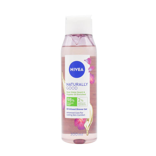 Nivea Shower Gel Body Wash 300ml Rosewater & Organic Oil