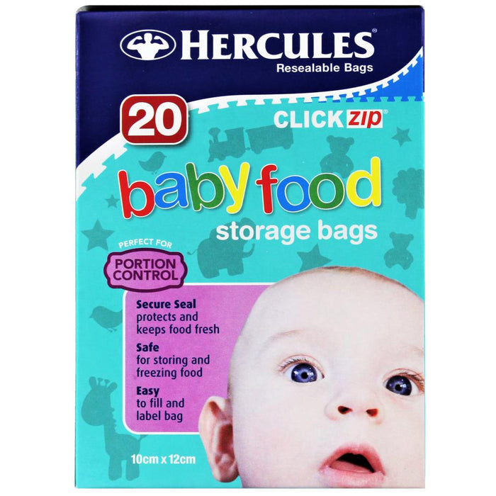 Hercules Clip Zip Baby Food Storage Bags 20Pk