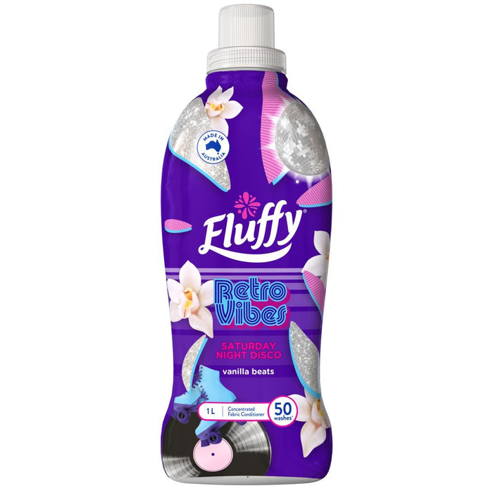 Fluffy 1 Litre Fabric Softener Retro Vibes Saturday Night Disco Vanilla Beats