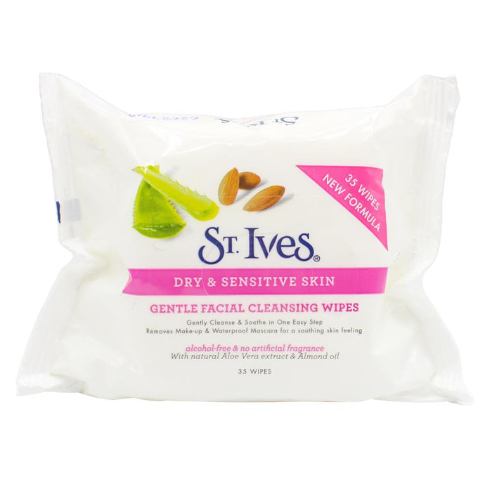 St Ives Dry & Sensitive Skin Facial Cleansing Wipes 35Pk