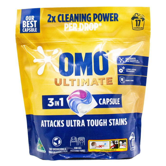 OMO Ultimate 3 In 1 Laundry Liquid Capsules Detergent 17PK