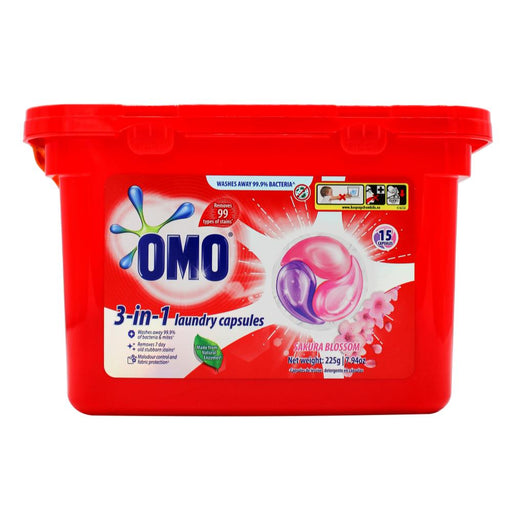 Omo 3 In 1 Laundry Capsules Sakura Blossom 15pk