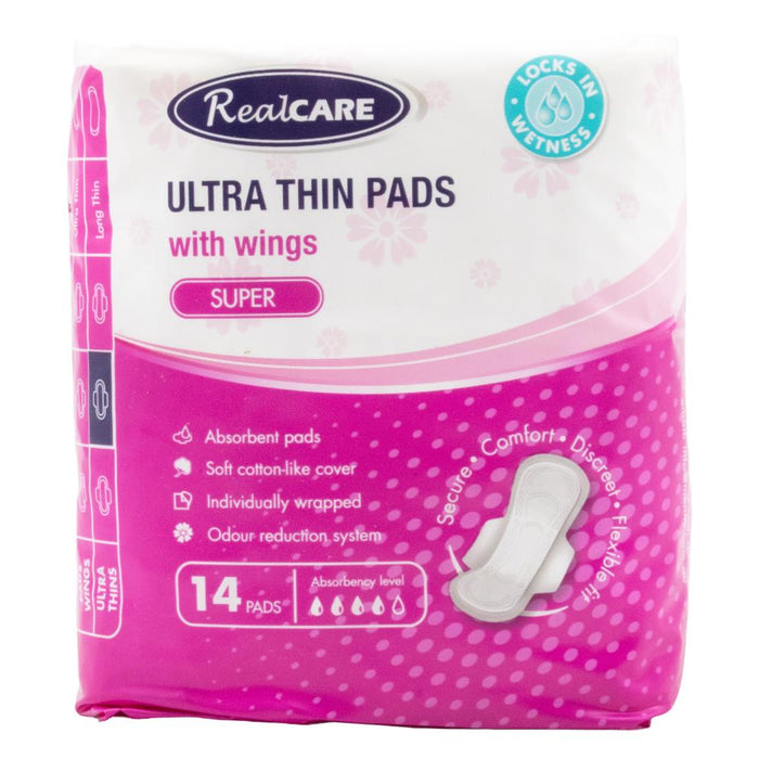 Real Care 14PK Ultra Thin Pads Super With Wings