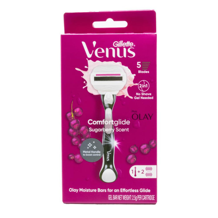 Gillette Venus Comfort Glide Sugarberry With Olay Razor + 2 Blades