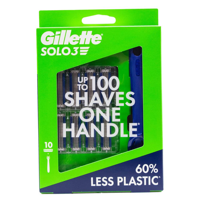 Gillette Solo3 Sensitive Handle & 10 Razor Blades