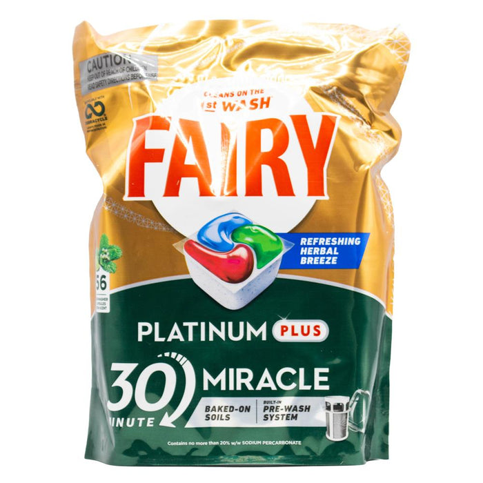 Fairy Bulk 56 Pack Platinum Plus 30 Minute Miracle Dishwasher Tabs