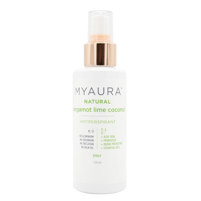 Myaura 125ml Antiperspirant Natural Deodorant Bergamot Lime Coconut