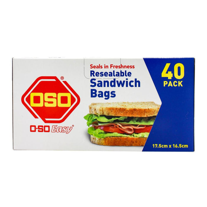 Oso Sandwich Bags - Resealable 17.5cm x 16.5cm